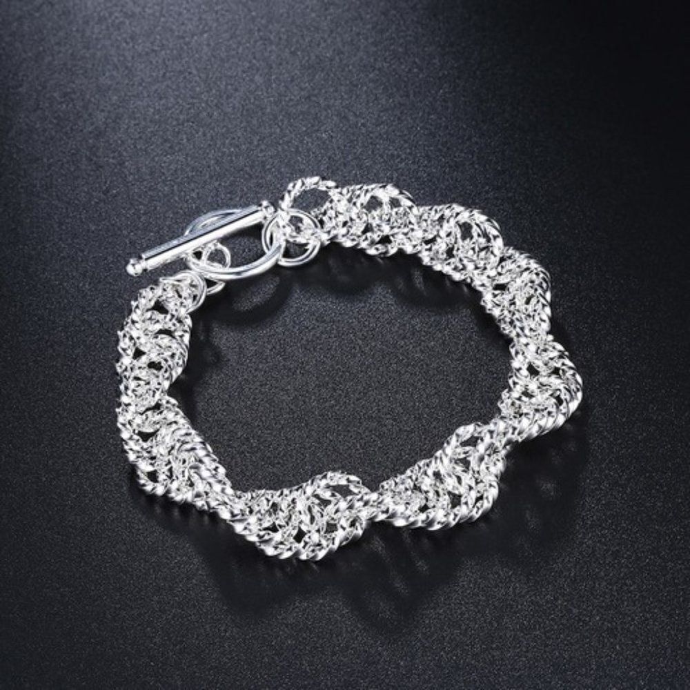 TOP DEAL, NEW,18KT WHITE GOLDP-LATED MESH BRACELET